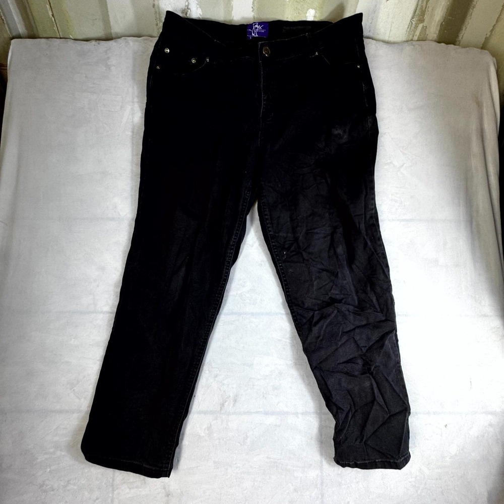 Just My Size Relaxed Fit Jeans Womens W33 Black Denim Logo Straight Leg Travel
